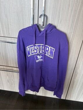 Classic Purple Pullover Hoodie with White Graphic(western university